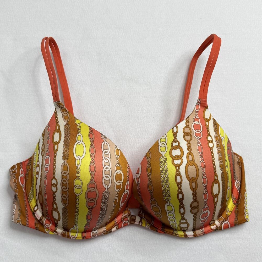 Victoria's Secret Push Up Bra Womens 36D Chain Print Very Sexy Padded